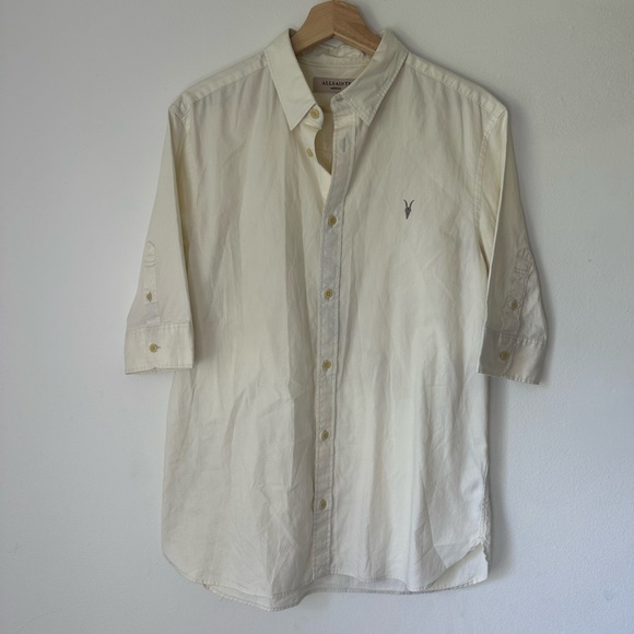 AllSaints Men's Redondo Hs Shirt Half Sleeves 100% Cotton Button Down Sz M - Picture 2 of 8